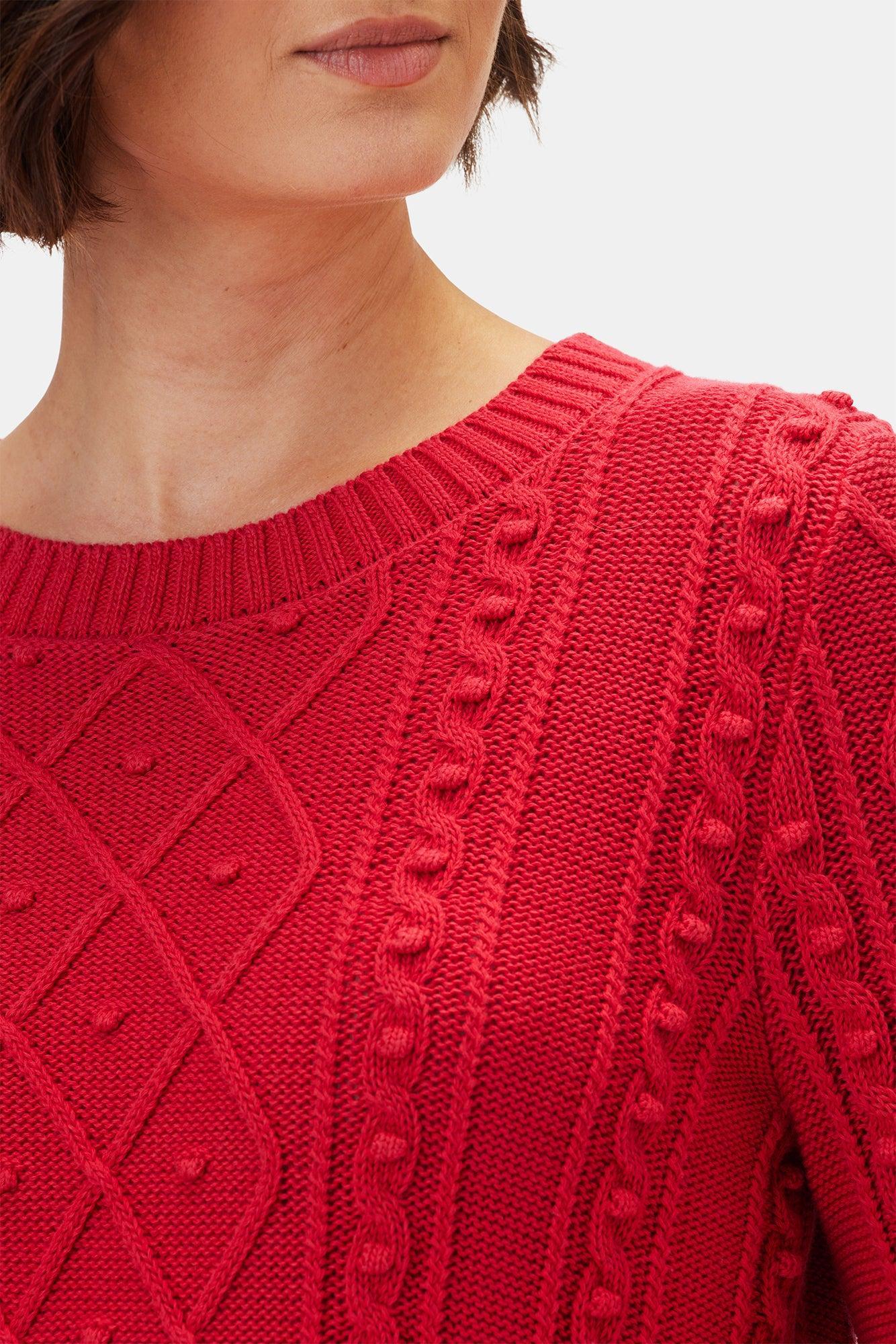 Faedra Organic Cotton Sweater - Red Product Image