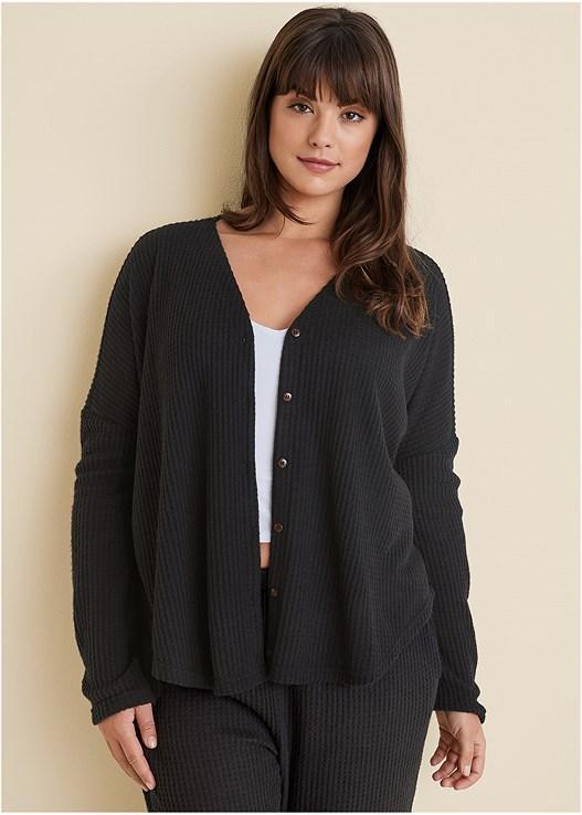 Cozy Waffle Button Down Top Product Image