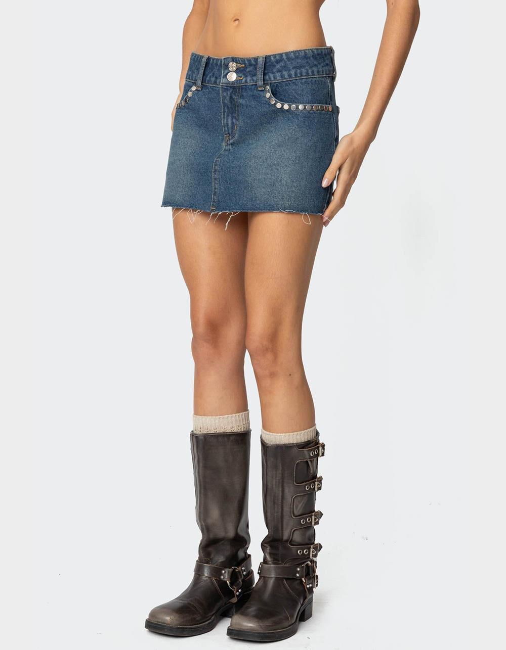 EDIKTED Tess Studded Denim Mini Skirt Product Image