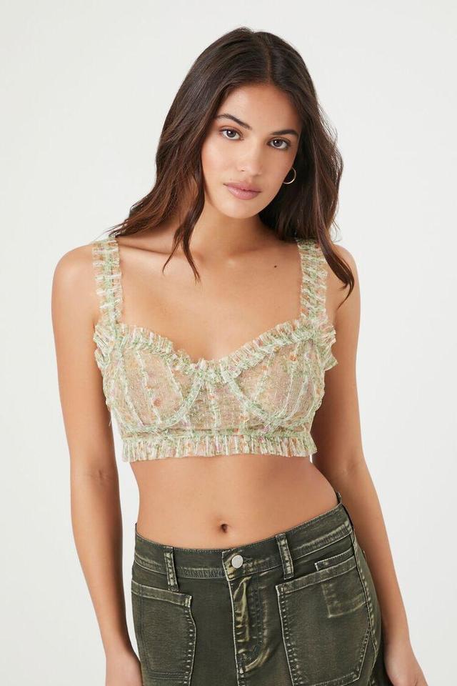 Ruffle Mesh Floral Print Bralette | Forever 21 Product Image