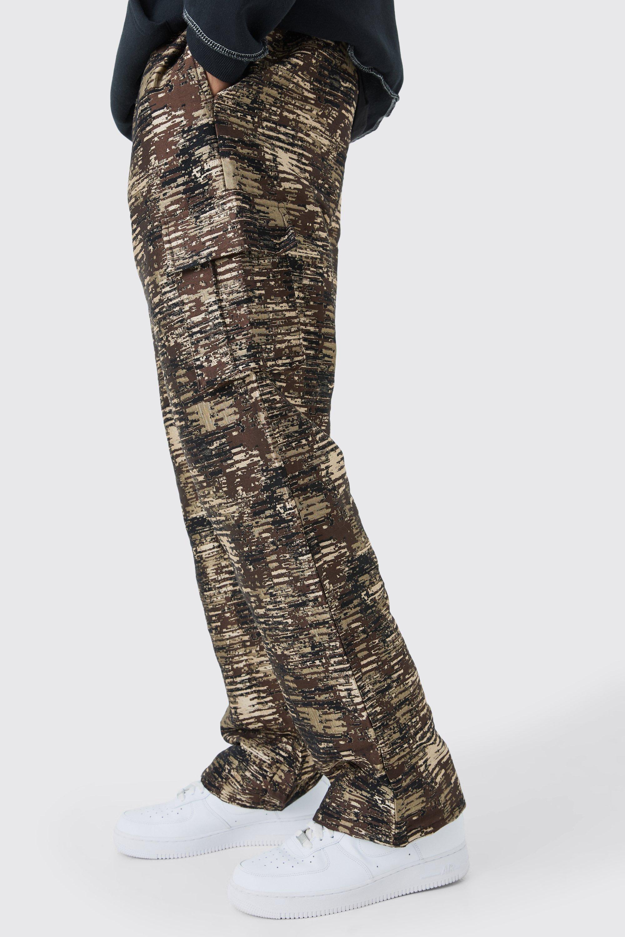 Tall Textured Camo Relaxed Cargo Pants | boohooMAN USA Product Image