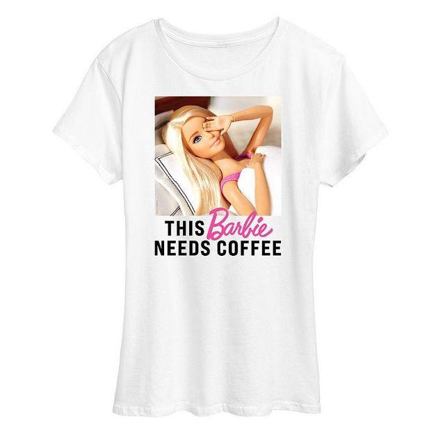 Womens Barbie Needs Coffee Graphic Tee, Girls Product Image