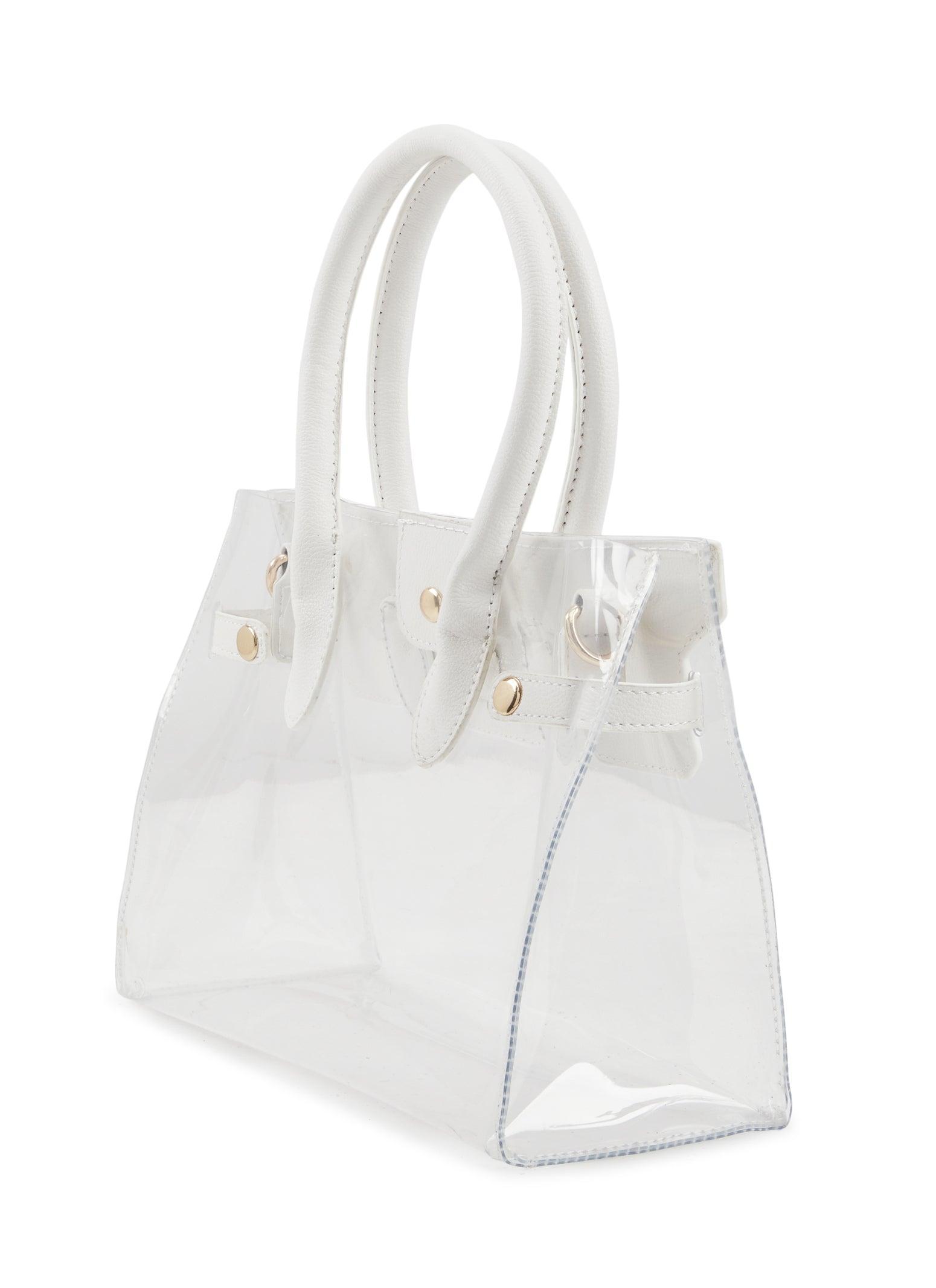 Faux Leather Handle Clear Handbag Female Product Image