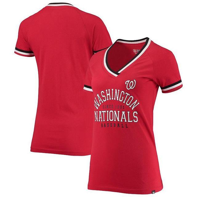 Womens New Era Washington Nationals Raglan V-Neck T-Shirt Product Image