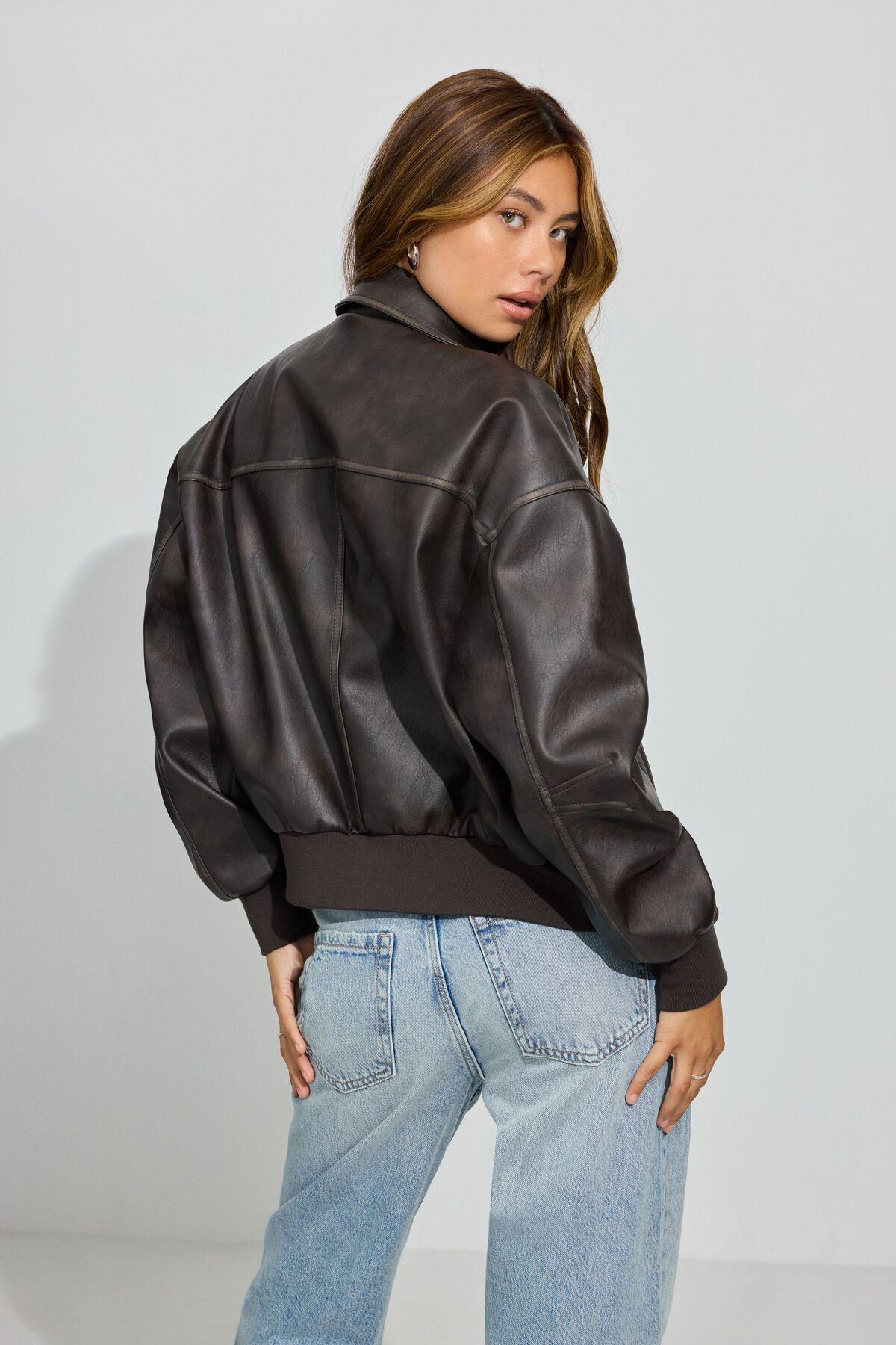 Vintage Faux Leather Jacket Product Image