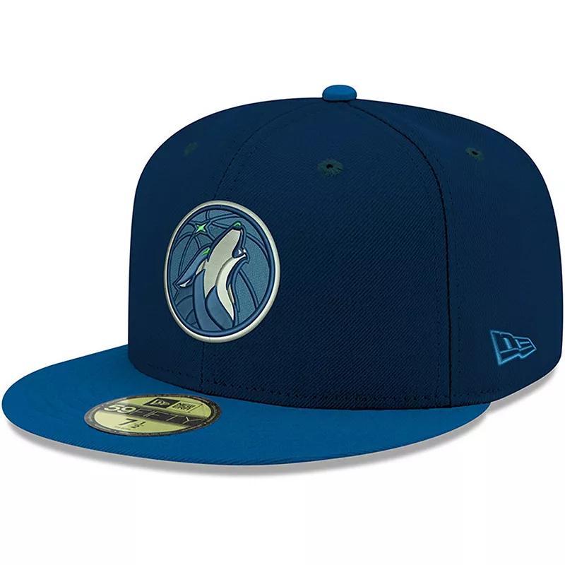 Mens New Era Minnesota Timberwolves Official Team Color 2Tone 59FIFTY Fitted Hat Blue Product Image