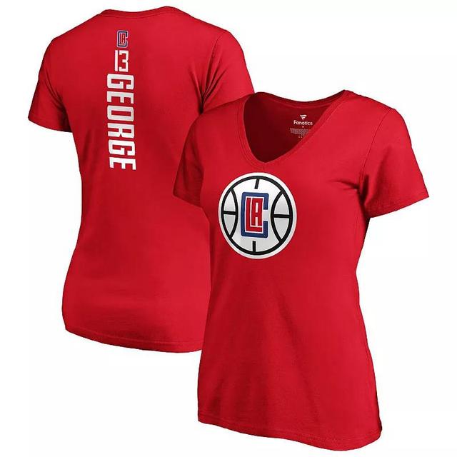 Womens Fanatics Branded Paul George LA Clippers Playmaker Logo Name & Number V-Neck T-Shirt Product Image