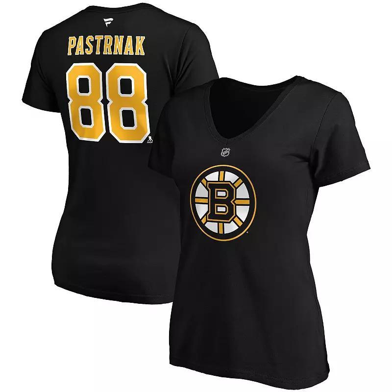 Womens Fanatics Branded David Pastrnak Boston Bruins Plus Size Name & Number V-Neck T-Shirt Product Image