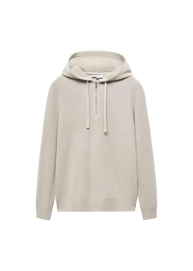 MANGO MAN - Hooded knit sweatshirt light/pastel greyMen Product Image