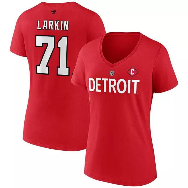 Womens Fanatics Dylan Larkin Red Detroit Red Wings Special Edition 2.0 Name and Number V-Neck T-shirt Product Image