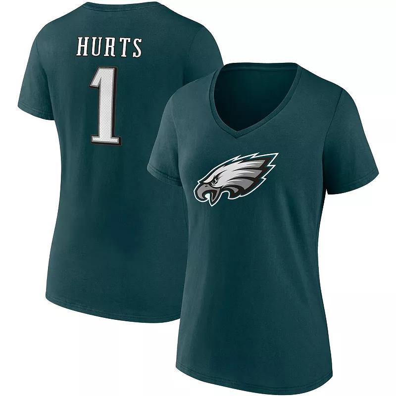 Womens Fanatics Branded Jalen Hurts Midnight Philadelphia Eagles Player Icon Name & Number V-Neck T-Shirt Product Image