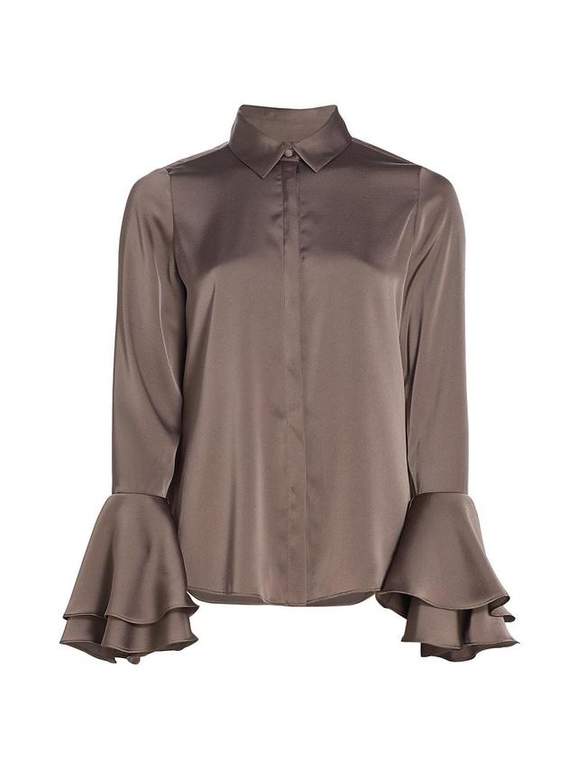 Womens Selma Satin Button-Front Blouse Product Image