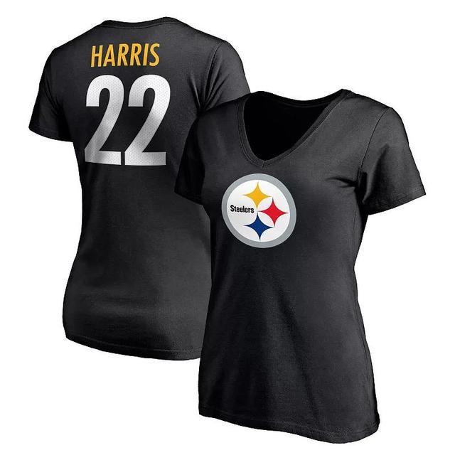 Womens Fanatics Branded Najee Harris Pittsburgh Steelers Player Icon Name & Number V-Neck T-Shirt Product Image