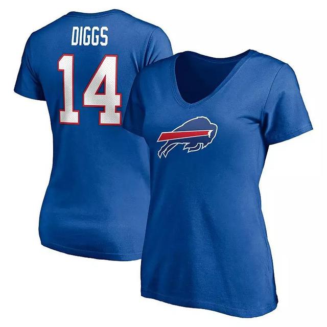 Womens Fanatics Stefon Diggs Royal Buffalo Bills Player Icon Name and Number V-Neck T-shirt Product Image