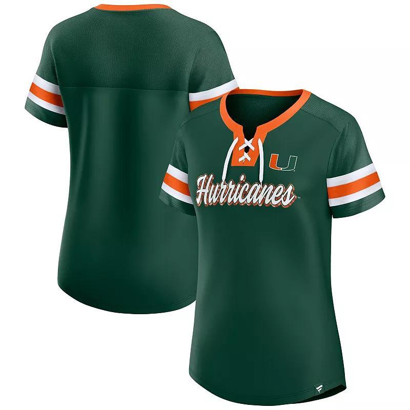 Womens Fanatics Miami Hurricanes Iconic Athena Lace-Up T-Shirt Product Image