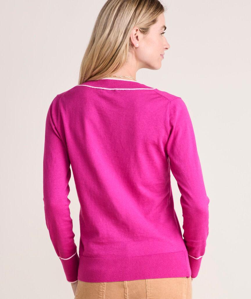 Cotton Cashmere Heritage Tipped V-Neck Product Image