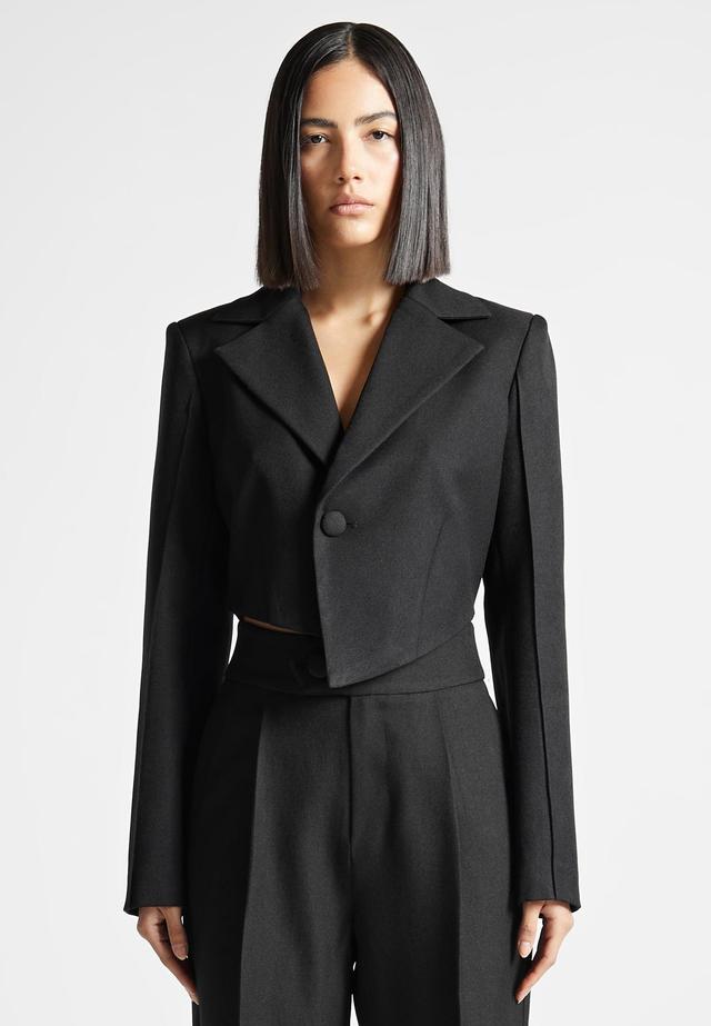 Asymmetric Tailored Cropped Blazer - Black Female Product Image