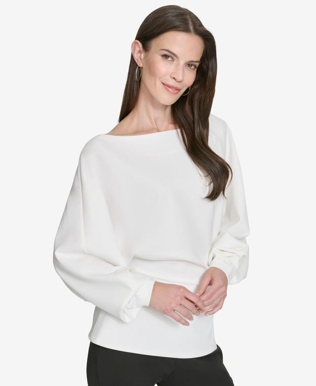 Halston Womens Dolman-Sleeve Boat-Neck Peplum Top Product Image