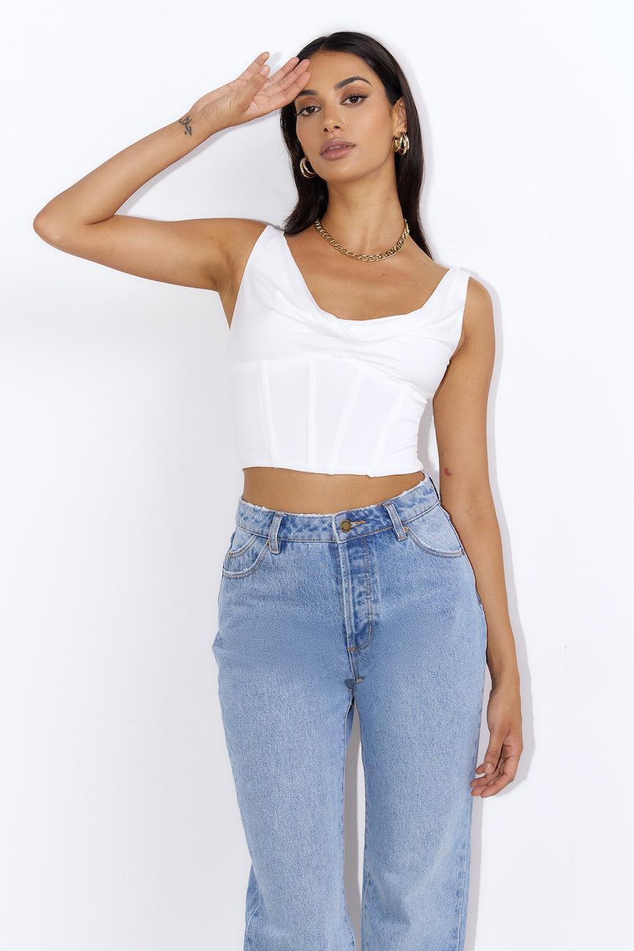 Drinks With You Crop Top White Product Image