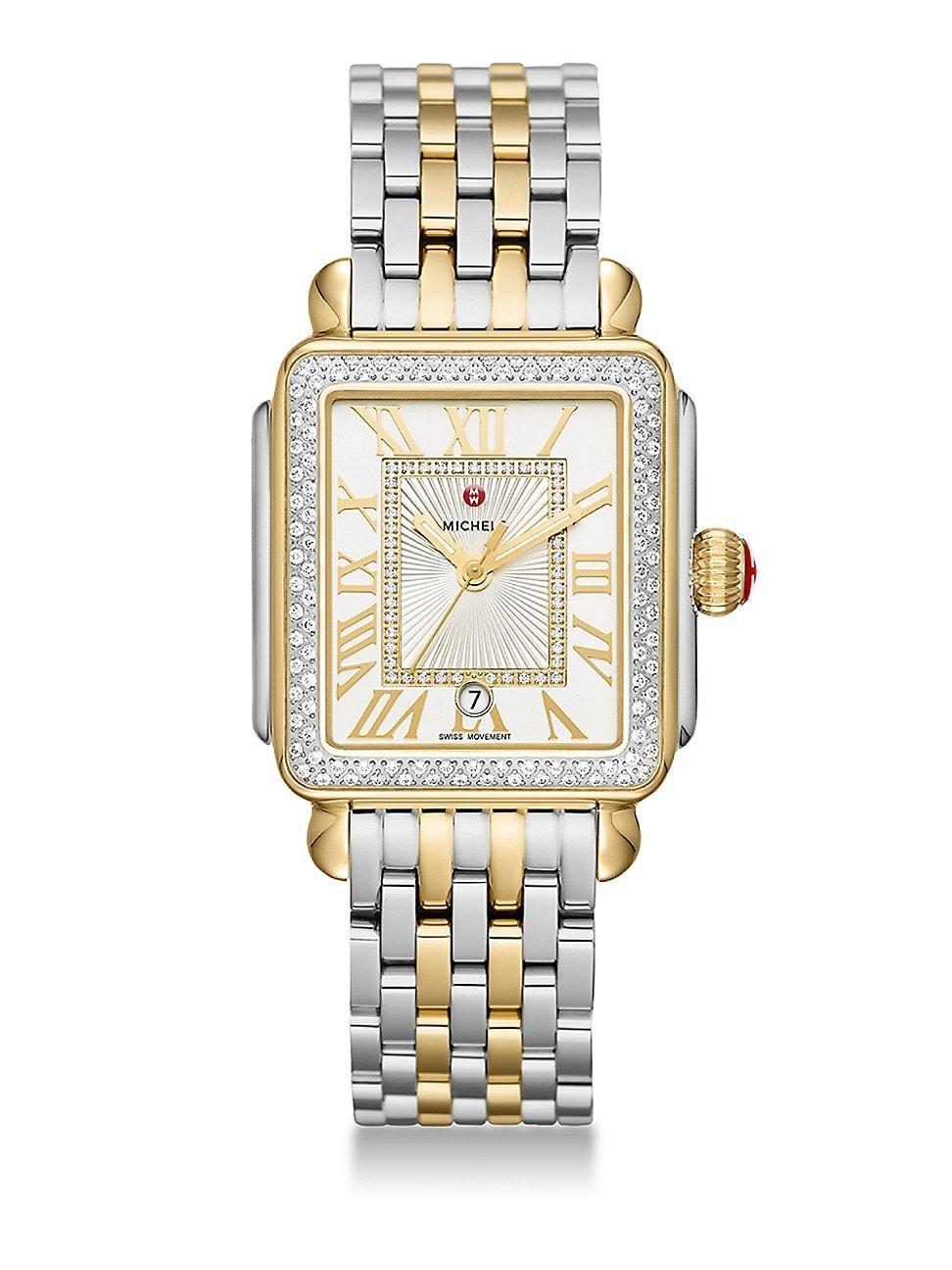 Womens Deco Madison Two-Tone Stainless Steel & Diamond Bracelet Watch Product Image