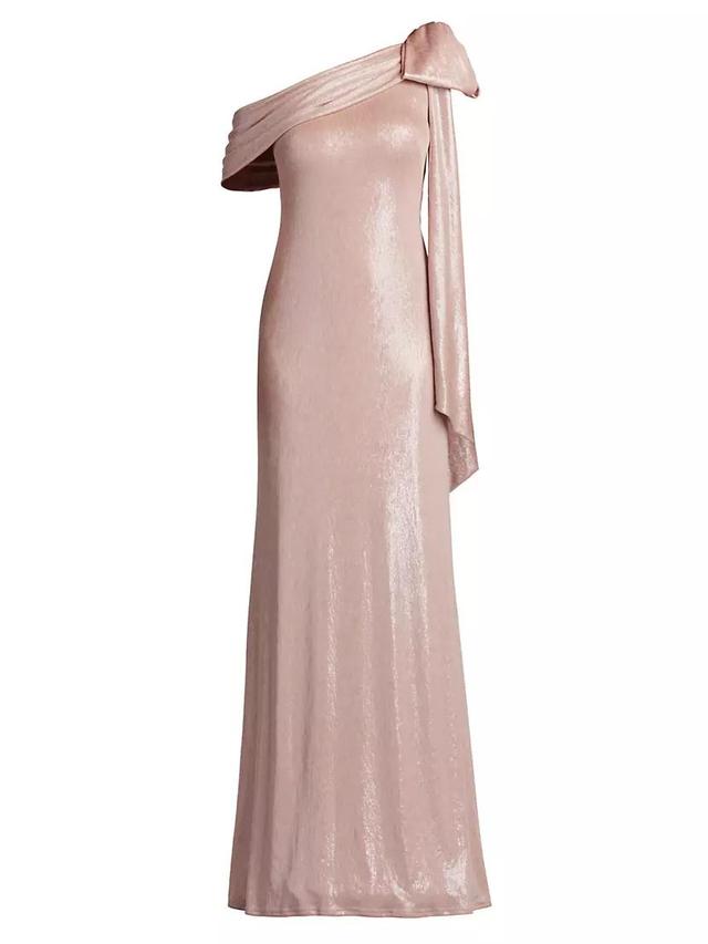 Metallic Draped Bow Gown Product Image