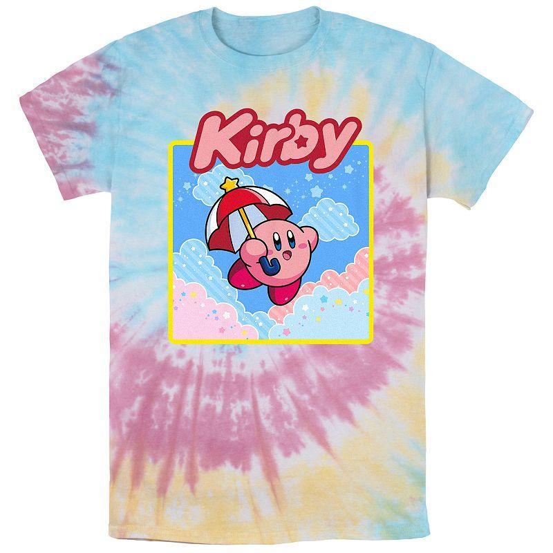 Mens Nintendo Kirby Flying With Umbrella Bombard Wash Graphic Tee Blue Product Image