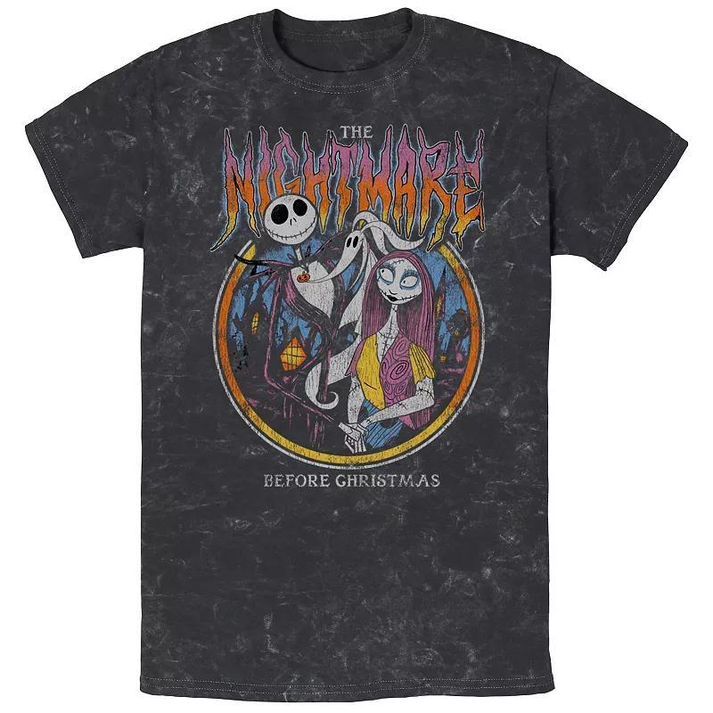 Disneys The Nightmare Before Christmas Jack And Sally Stamp Mineral Wash Mens Graphic Tee Product Image