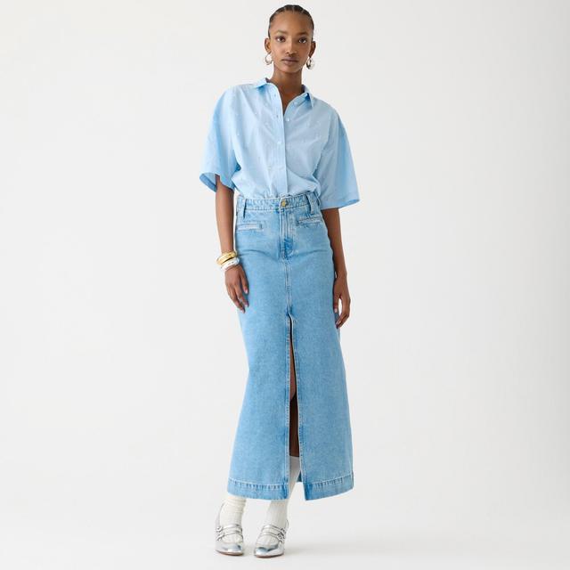 Denim maxi skirt in medium indigo wash Product Image