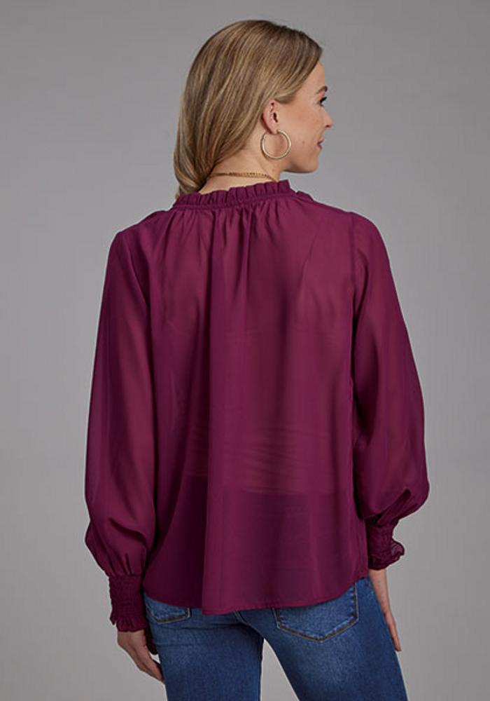 Roper® Ladies' L/S Wine Georgette Embroidered Blouse Product Image