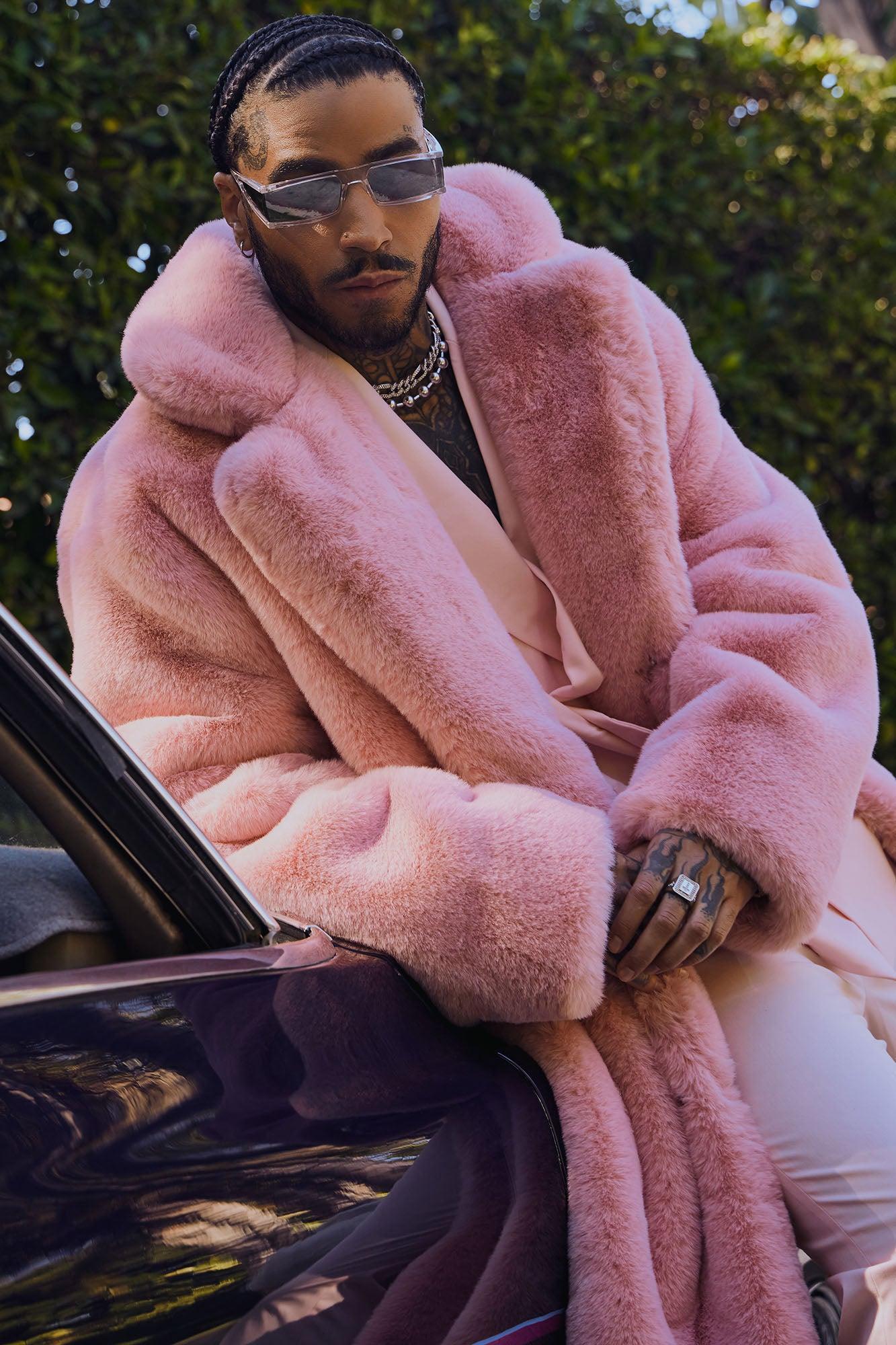 Caputo Faux Mink Fur Long Coat - Pink Product Image