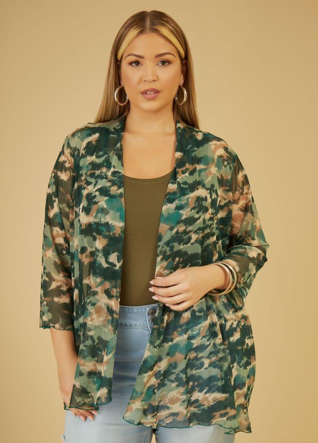 Plus Size Camo Print Mesh Duster Ashley Stewart Product Image