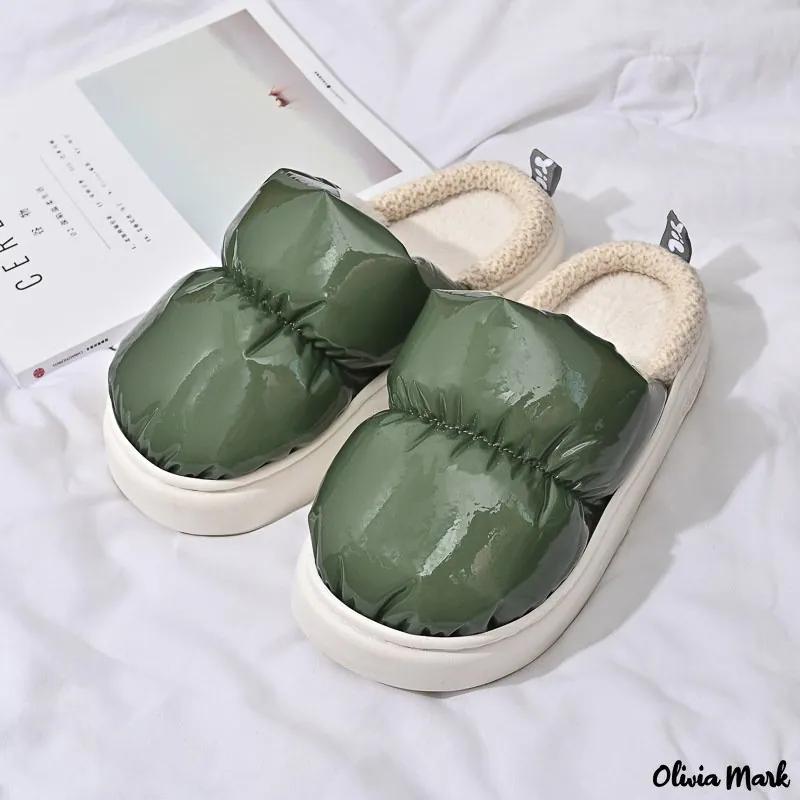 Olivia Mark – The new jelly half drag super soft couple waterproof cotton slippers Product Image