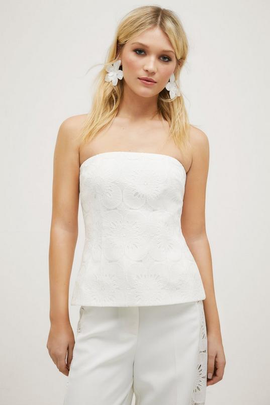 Lace Bandeau Peplum Top Product Image