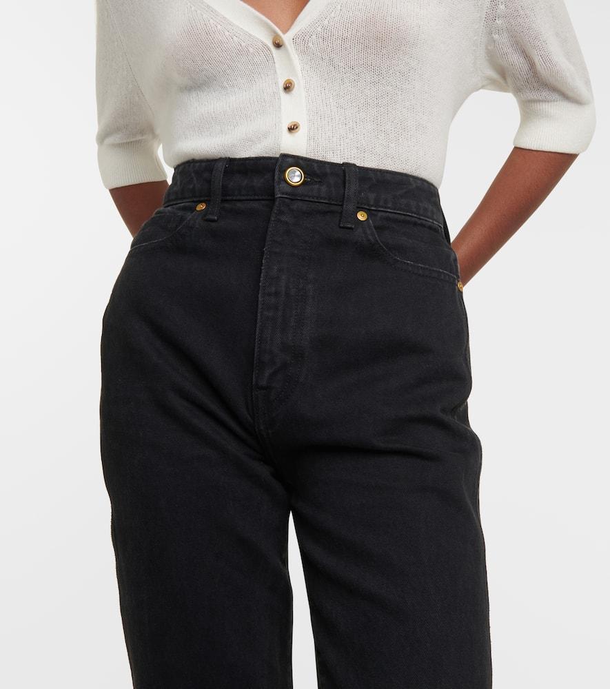 KHAITE Vivian Cropped High-rise Bootcut Jeans In Black Rinse Product Image