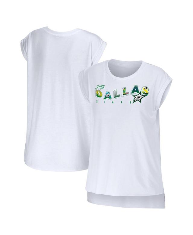 Womens WEAR by Erin Andrews White Dallas Stars Greetings From Muscle T-Shirt Product Image