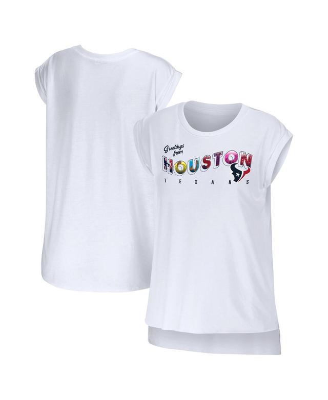 Womens Wear by Erin Andrews White Houston Texans Greetings From Muscle T-shirt Product Image