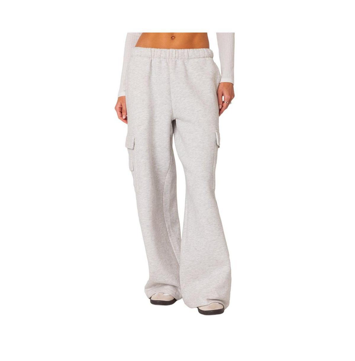 EDIKTED Wide Leg Cotton Cargo Sweatpants Product Image