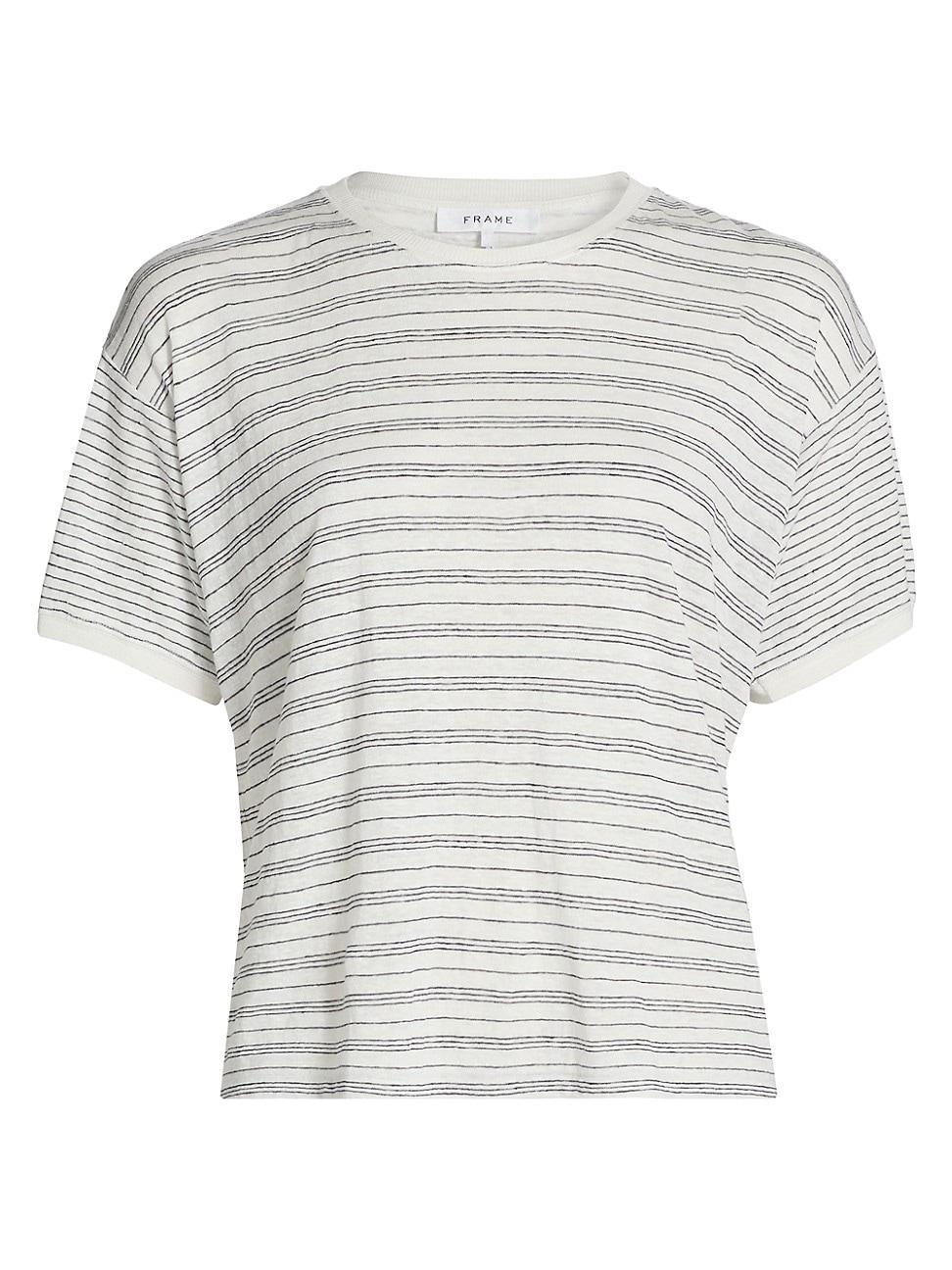 Womens Striped Linen Crewneck T-Shirt Product Image