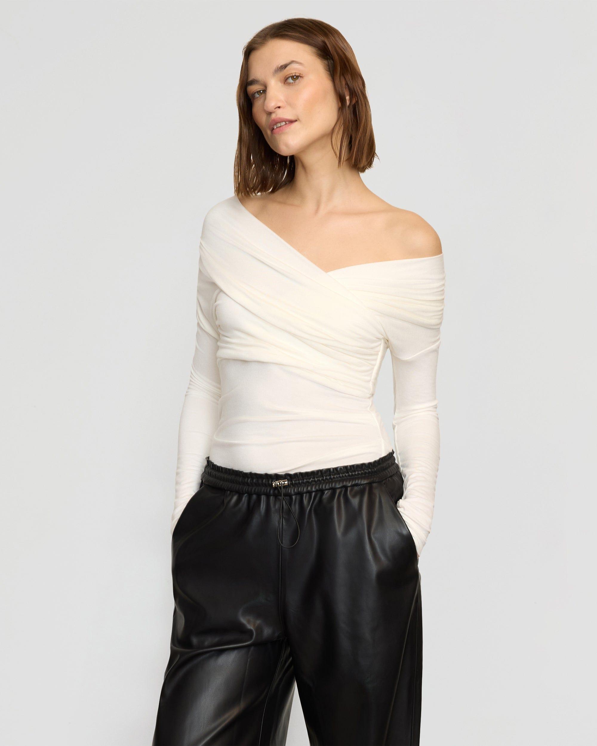 Theresa Ruched Off-Shoulder Long-Sleeve Tee Product Image