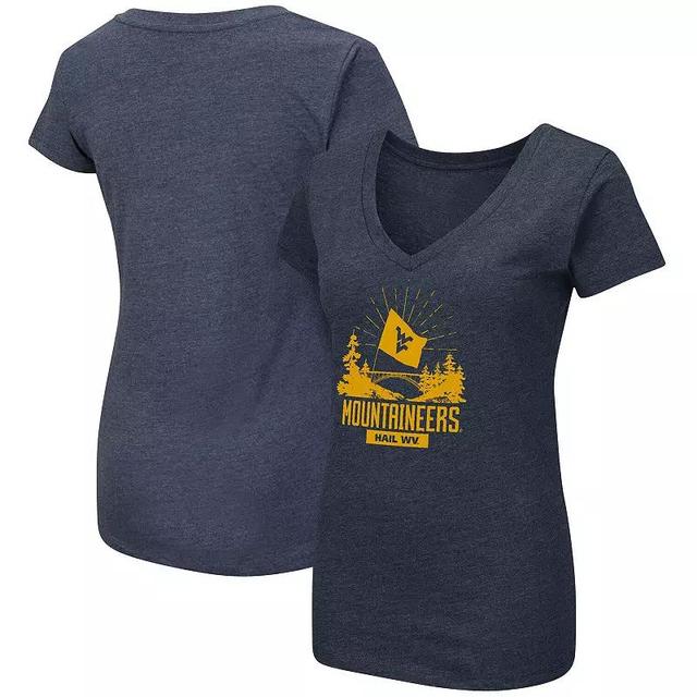 Womens Colosseum West Virginia Mountaineers Fan V-Neck T-Shirt Blue Product Image