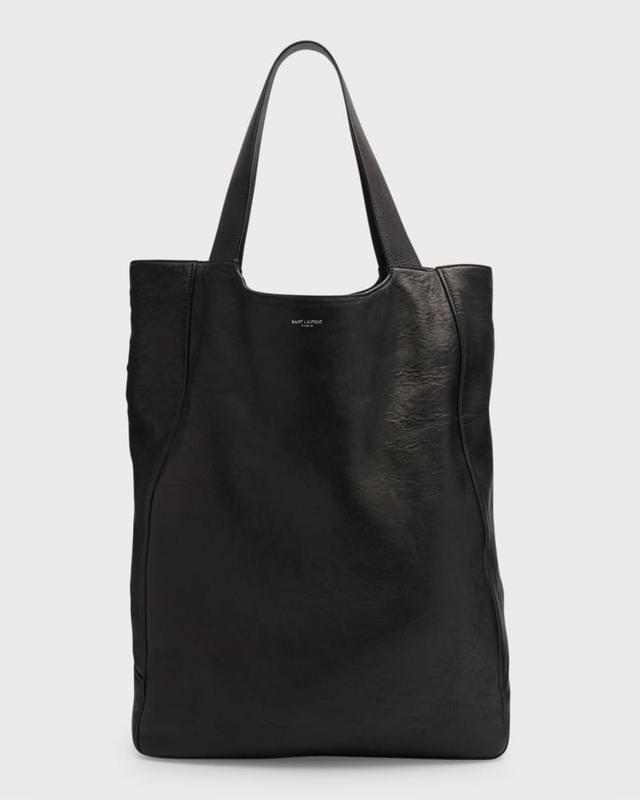 Men's Grained Leather Maxi Tote Bag Product Image