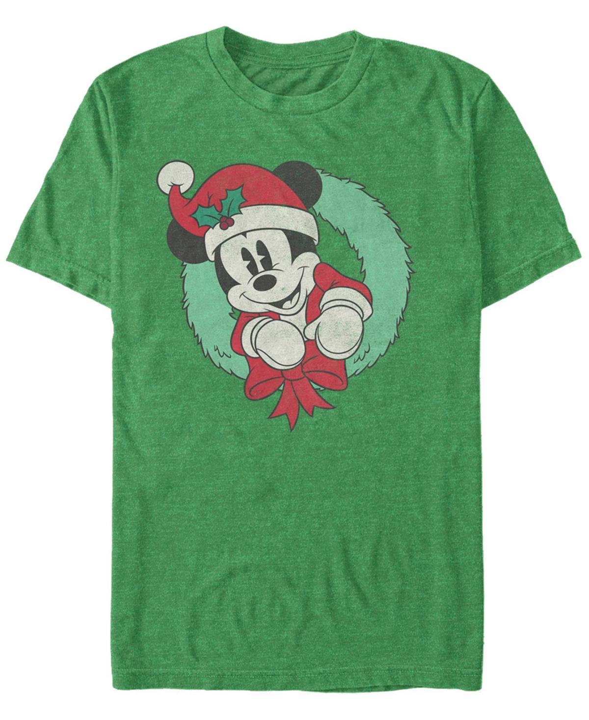 Mens Disney Mickey Mouse Christmas Wreath Santa Hat Portrait Tee Product Image