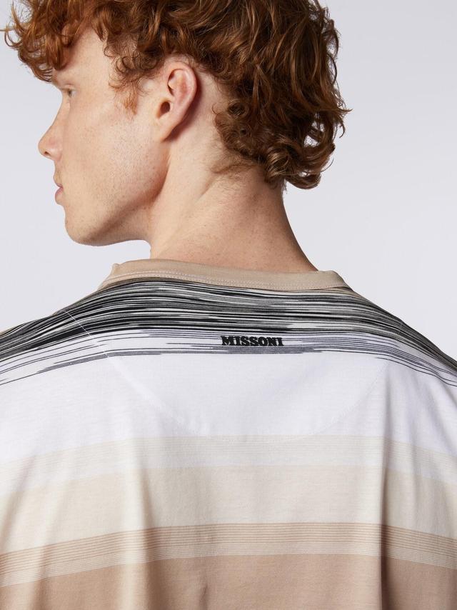 Short-sleeved T-shirt in cotton with slub inserts Beige | Missoni Product Image