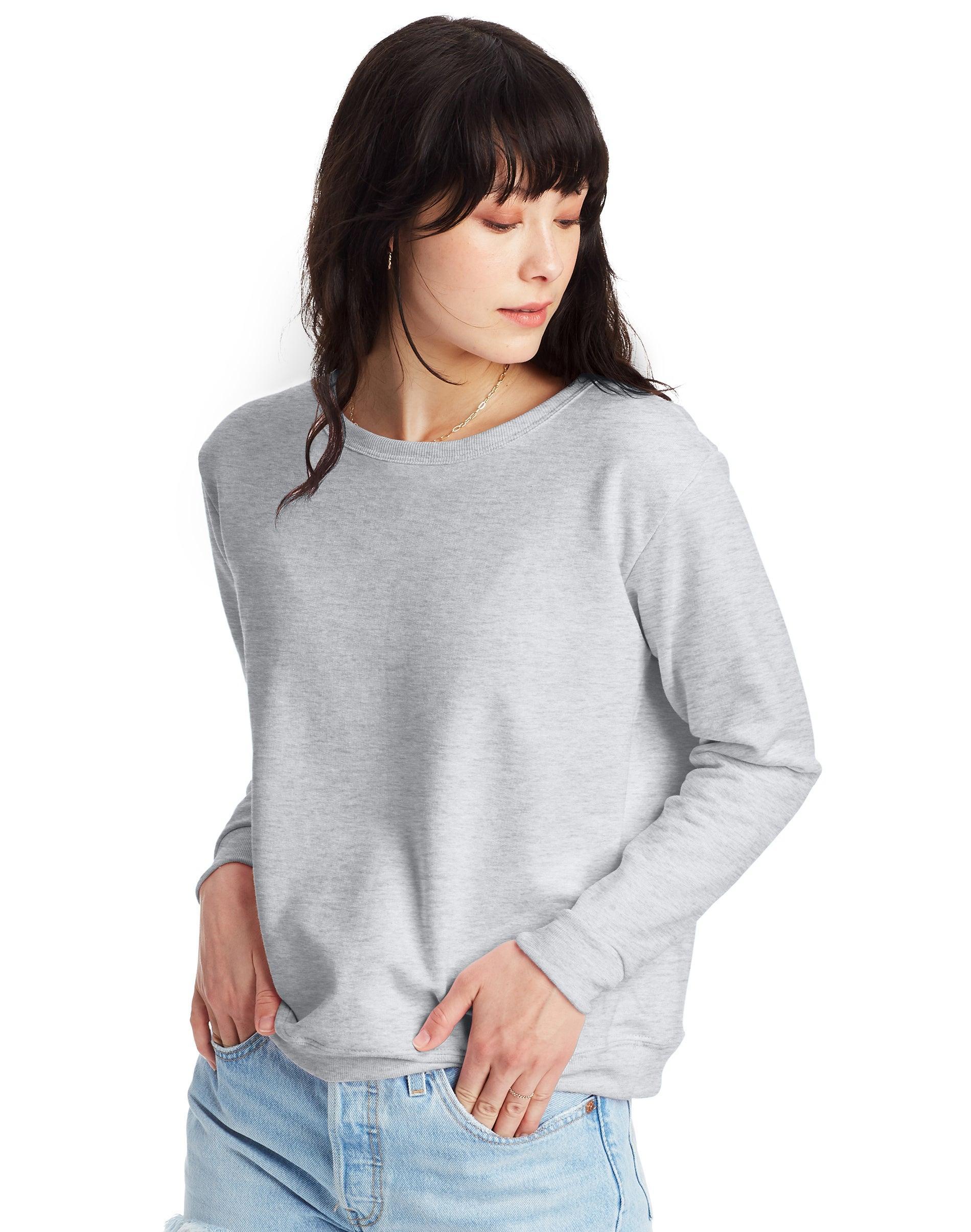 Hanes EcoSmart Womens Fleece Crewneck Sweatshirt Slate Heather 2XL Product Image