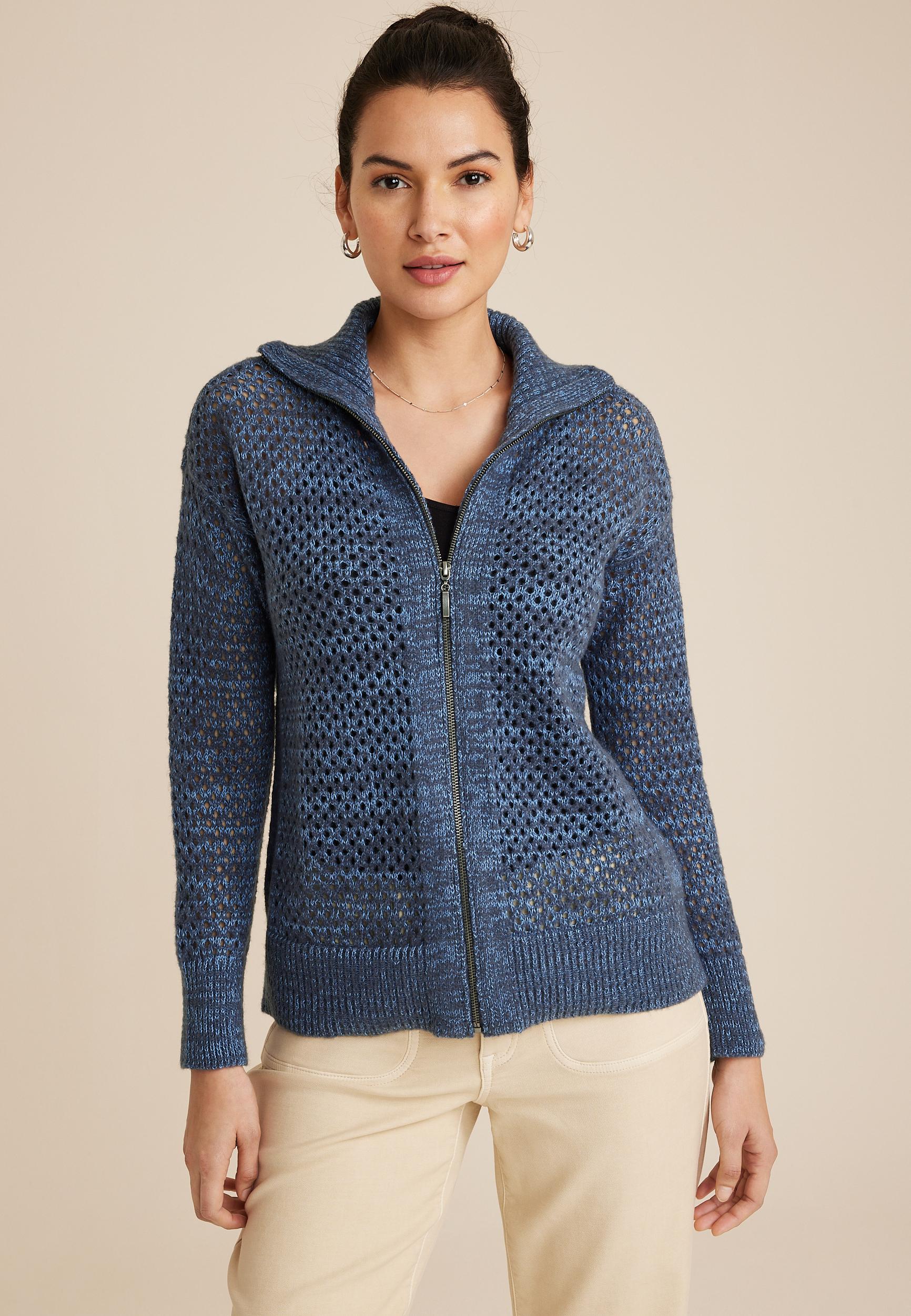 Open Stitch Zip Up Cardigan product image