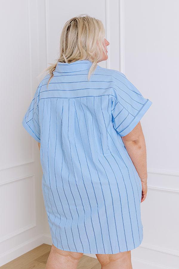 Yacht Club Stripe Mini Dress in Sky Blue Curves Product Image