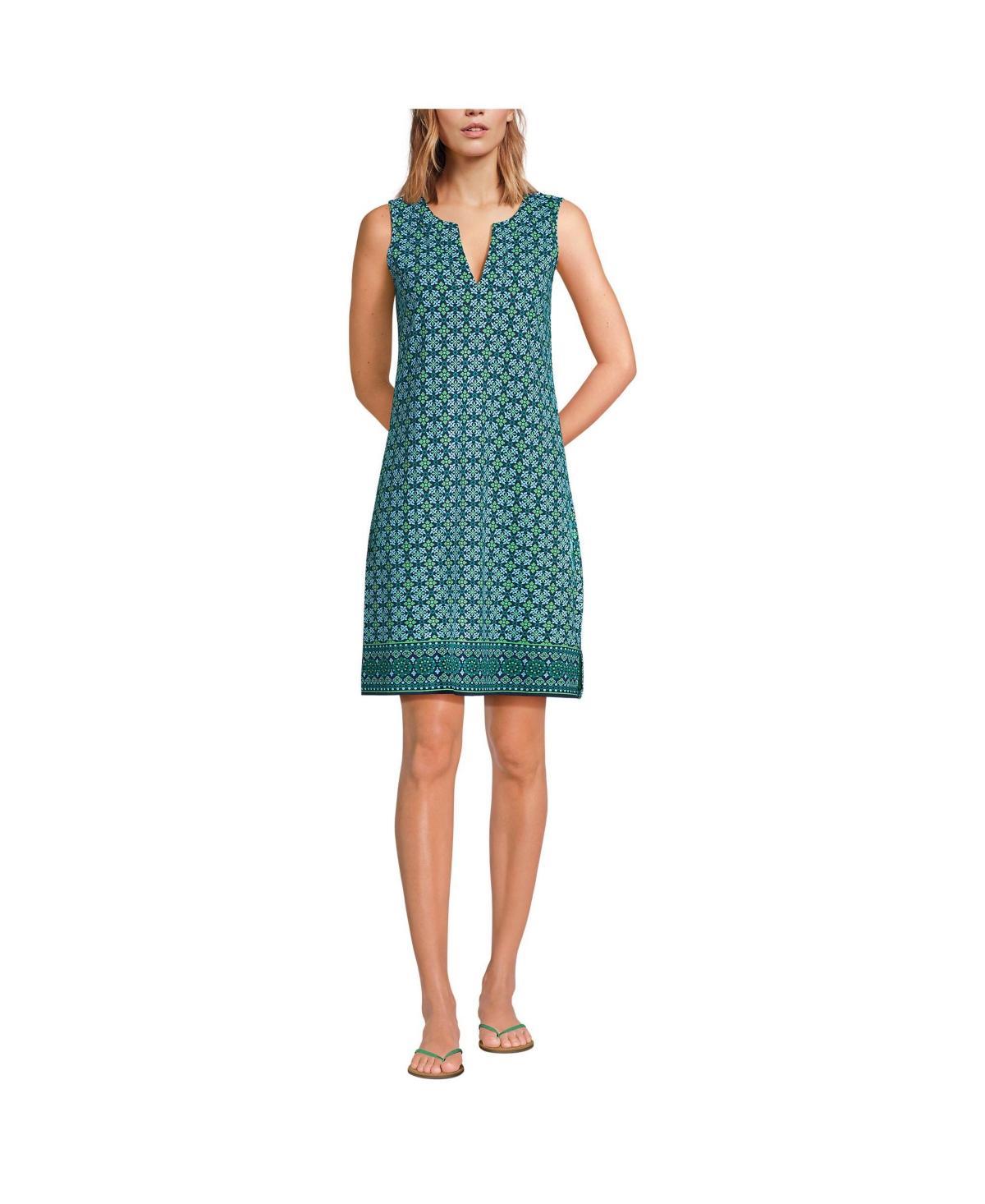 Women's Cotton Jersey Sleeveless Swim Cover-up Dress Print Product Image