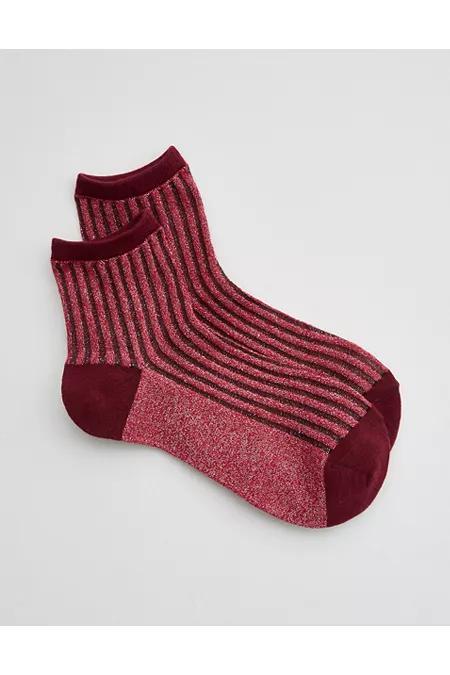 Aerie Sheer Ribbed Cotton Crew Socks Women's Product Image