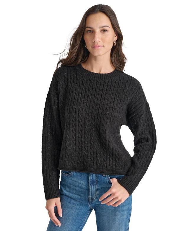 Dkny Jeans Womens Metallic Cable Knit Crewneck Sweater Product Image