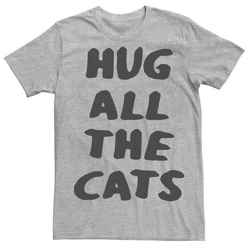 Mens Hug All The Cats Graphic Tee Athletic Grey Product Image